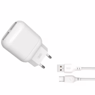 Зарядное устройство XO 2xUSB 2.4A + cable USB to Micro 5P white (L78-M-WH)