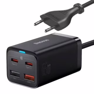 Зарядное устройство Baseus 2xUSB-C 65W + 2xUSB GaN + cable USB-C to USB-C 100W 1.0m black (CCGP040101)