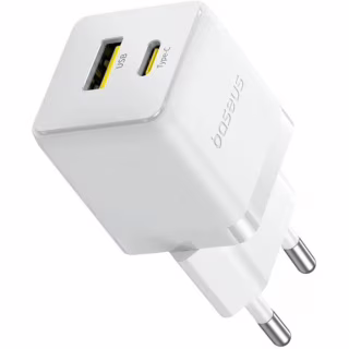 Зарядное устройство Baseus 1xUSB-C 30W + 1xUSB white (P1011160A213-00)
