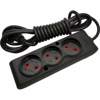 Мережевий подовжувач TECCO 3м 3 поста black (8681277843280)