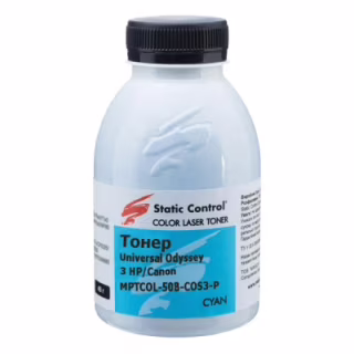 Тонер HP/Canon MPTCOL OS3 40г cyan (фасовка) Static Control (MPTCOL-40B-COS3-P)
