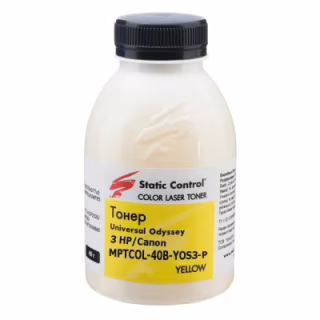 Тонер HP/Canon MPTCOL OS3 40г yellow (фасовка) Static Control (MPTCOL-40B-YOS3-P)