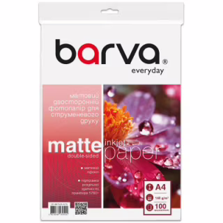 Фотобумага Barva A4, Everyday, Matted, double-sided, 140g/m2, 100c (IP-BE140-414)