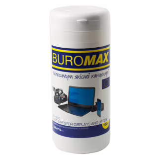 Серветки Buromax Wet wipes for DISPLAYS and OPTICS 100pcs, tube (BM.0800)