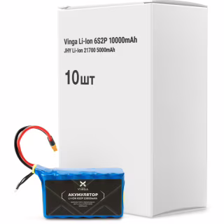 Акумуляторний блок Vinga Li-Ion 6S2P 10000mAh коробка 10 шт (JHY Li-Ion 21700 5000mAh) (V6S2P-10PCS-10000MAH)