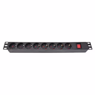 Силовой блок Eserver 19" 8 розеток, выкл., алюм. корпус PDU 220В, 16А (WT-2261A-GER-8WAY-WO)