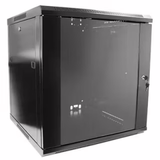 Шафа настінна Hypernet 12U 19" 600x450, glass door, black (WMNC-12U-FLAT-BLACK)