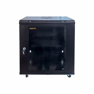 Шкаф настенный GEAR 12U 19'' 600x600x650 мм, + полка 19", black (GWMSN-12U-600-600)