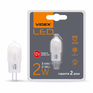 Лампочка Videx G4C 12V 2W G4 4100K (VL-G4C-02124)