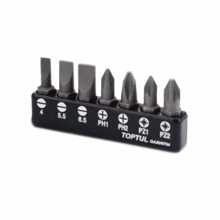 Набор бит Toptul 1/4" 7ед. (SL: 4*0.5, 5.5*1, 6.5*1.2; PH1, PH2; PZ1, PZ2) (GAAV0704)