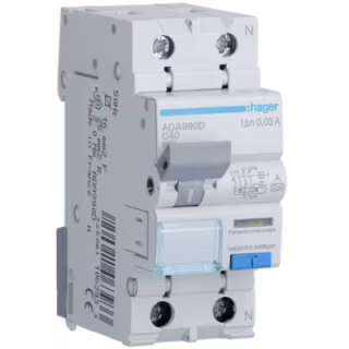 Диференціальний автоматичний вимикач Hager 1-п.+N 40A C 30mA (6kA) A (A) (ADA990D)