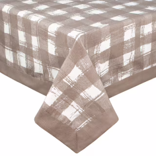 Скатертина Home Line з рамкою Клітинка капучино, 140х180см (158356)