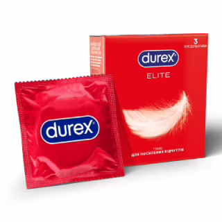 Презервативи Durex Elite латексні з силіконовою змазкою (тонкі) 3 шт. (5010232954236)