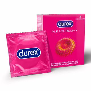 Презервативи Durex Pleasuremax з силіконовою змазкою з ребрами та крапками 3 шт. (5038483203989)