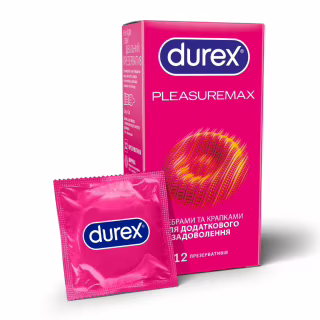 Презервативи Durex Pleasuremax з силіконовою змазкою з ребрами та крапками 12 шт. (5038483204016)