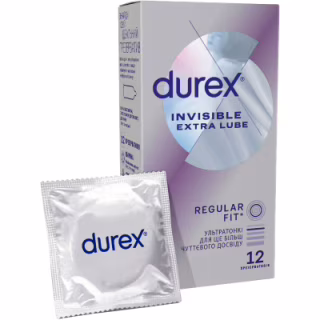 Презервативы Durex Invisible Extra Lube ультратонкие с дополнит. смазкой 12 шт. (5052197057089)