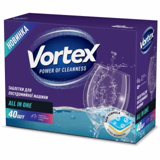 Таблетки для посудомийних машин Vortex All in 1 40 шт. (4823071618594)