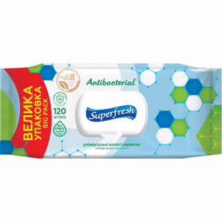 Вологі серветки Superfresh Antibacterial з клапаном 120 шт. (4823071642285)