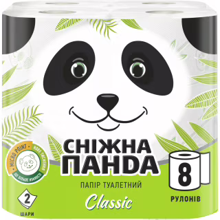 Туалетная бумага Сніжна Панда Classic 2 слоя 8 рулонов (4823019007633)