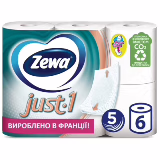 Туалетний папір Zewa Just 1 5 шарів 6 рулонів (7322541189314)