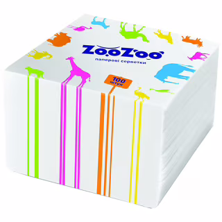 Салфетки столовые ZooZoo однослойные белые 24x23 см 100 шт. (4823019009293)