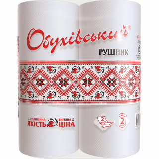 Бумажные полотенца Обухівський 2 слоя белые 2 рулона (4820003833797)