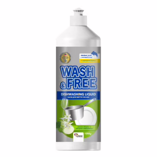 Средство для ручного мытья посуды Wash&Free Зеленое яблоко и экстракт эдельвейса 1000 г (4823128001379)