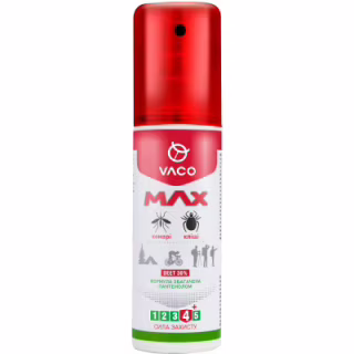 Спрей від комах Vaco Max від комарів, кліщів і мошок Deet 30% з пантенолом 80 мл (5901821952590)