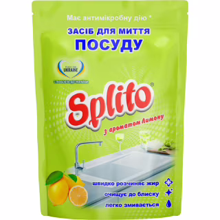 Средство для ручного мытья посуды Splito Лимон дой-пак 500 мл (4820049383560)
