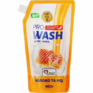 Рідке мило Pro Wash Молоко та мед дой-пак 460 г (4262396140265)
