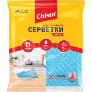 Серветки для прибирання Chisto Блиск вологопоглинаючі 3 шт. (4820164151129)