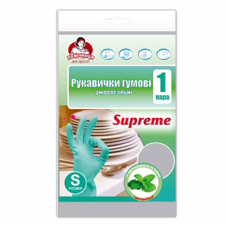 Перчатки хозяйственные Помічниця Supreme с ароматом мяты Универсальные размер 6 (S) (4820012349029)