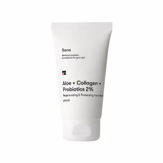 Маска для лица Sane Aloe + Collagen + Probiotics 2% Regenerating & Protecting Face Mask 75 мл (4820266830199)