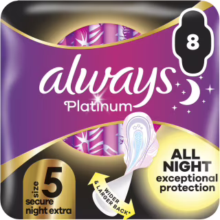 Гігієнічні прокладки Always Platinum Secure Night Extra Розмір 5 8 шт. (8700216186742)