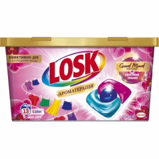 Капсулы для стирки Losk Power Caps Color Ароматерапия Эфирные масла и аромат Малазийского цветка 13 шт. (9000101803112)