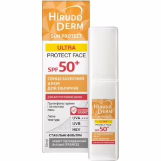 Средство от загара Біокон Hirudo Derm Sun Protect Ultra Protect Face SPF 50+ Солнцезащитный крем для лица 50 мл (4820160038547)