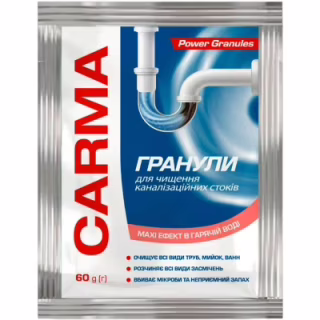 Засіб для прочищення труб Carma Гранули для гарячої води 60 г (4823098414483)