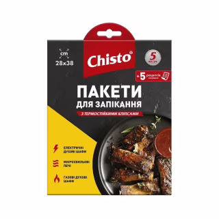 Рукав для запекания Chisto Пакеты с термостойкими клипсами 5 шт. (4823098410881)