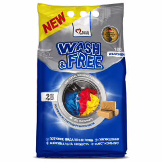 Стиральный порошок Wash&Free Universal Со стружкой хозяйственного мыла 9 кг (4823128004905)