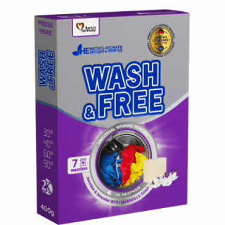 Пральний порошок Wash&Free Universal Жасмин та лаванда з марсельським милом 400 г (4262396140876)