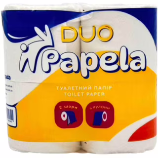 Туалетний папір Papela Duo 2 шари 120 відривів 4 рулони (4820270940341)