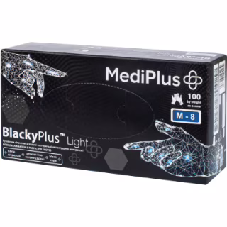Медицинские перчатки MediPlus BlackyPlus Light Нитриловые смотровые нестерильные неприпудренные Черные Размер M 100 шт. (6970245754508)