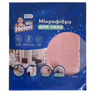 Салфетки для уборки Ms Helen Микрофибра для стеклянных поверхностей Цвет в ассортименте 30 х 30 см 1 шт. (6901362557352)