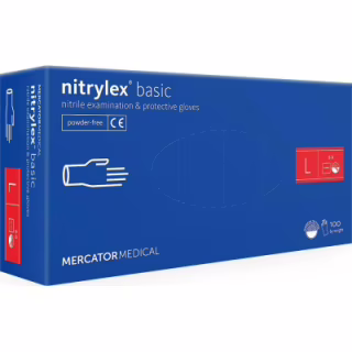 Медичні рукавички Mercator Medical Nitrylex Basic Нітрилові Неопудрені діагностичні Розмір L Сині 100 шт. (3.1007) (5906615035497/5906615124498)