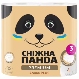 Туалетная бумага Сніжна Панда Premium Aroma Plus 3 слоя 4 рулона (4820183972880)