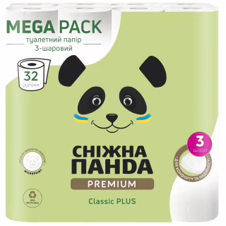 Туалетная бумага Сніжна Панда Premium Classic Plus 3 слоя 32 рулона (4820183972866)