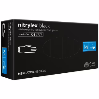 Медицинские перчатки Mercator Medical Nitrylex Black Нитриловые Неопудренные диагностические Размер M 100 шт. Черные (3.1018) (5906615133292)