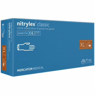 Медицинские перчатки Mercator Medical Nitrylex Classic Нитриловые Неопудренные диагностические Размер XL Синие 100 шт. (3.1020) (5906615028796)