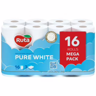 Туалетний папір Ruta Pure White 3 шари 16 рулонів (4820023748538)