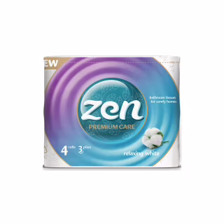 Туалетная бумага Zen Premium Care Relaxing White 3 слоя 4 рулона (5944582100176)